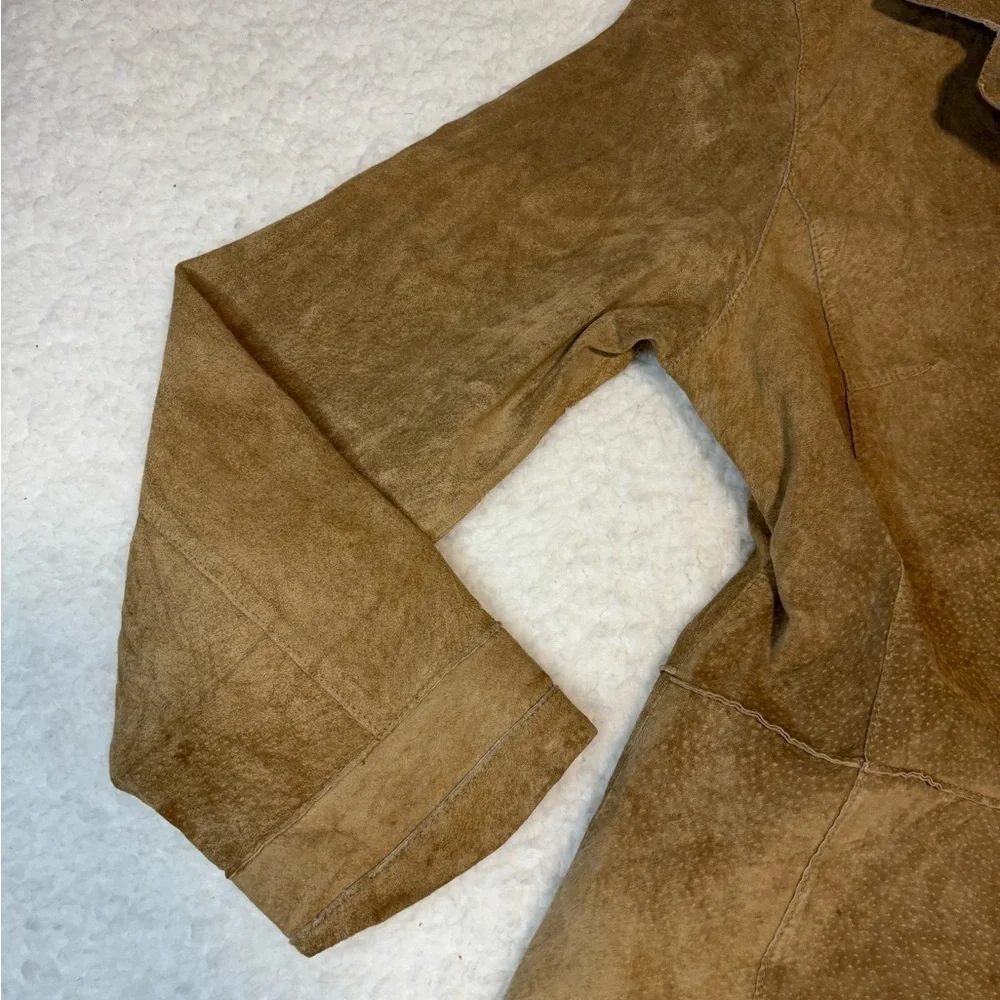 Brandon Thomas Women Brown Genuine Leather Suede Collar Jacket - Picture 4 of 11